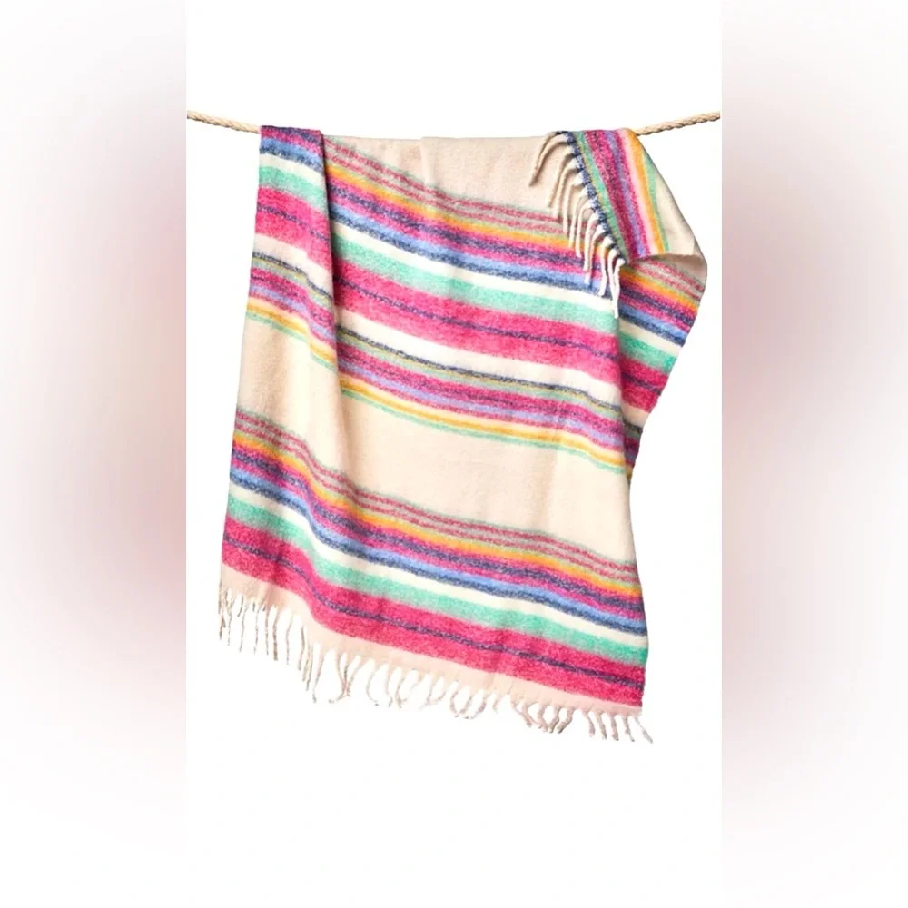 Free People Skye Stripe Fringe Blanket 60